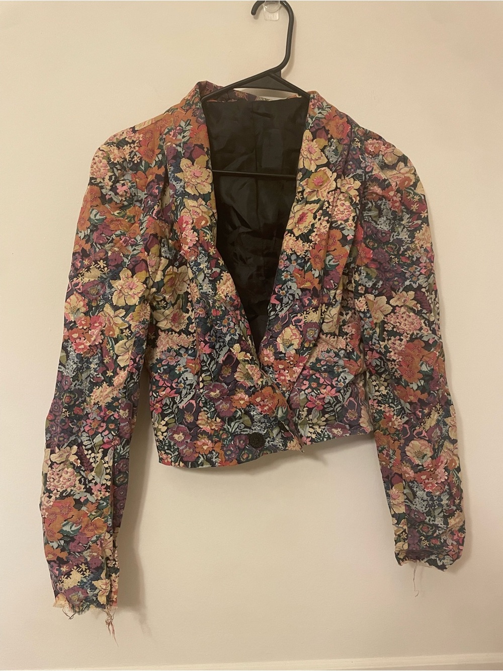 Floral Cropped Blazer Jacket in Multicolor